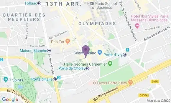 Localisation Société Générale Agence de Paris Massena
