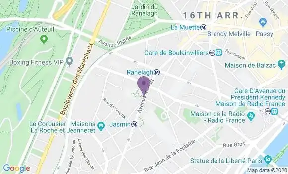 Localisation Société Générale Agence de Paris Mozart