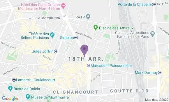 Localisation Société Générale Agence de Paris Ordener