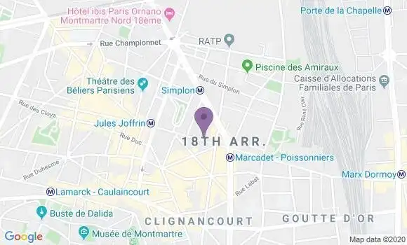Localisation Société Générale Agence de Paris Ornano