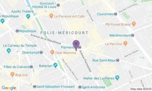 Localisation Société Générale Agence de Paris Parmentier