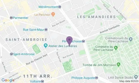 Localisation Société Générale Agence de Paris Père Lachaise