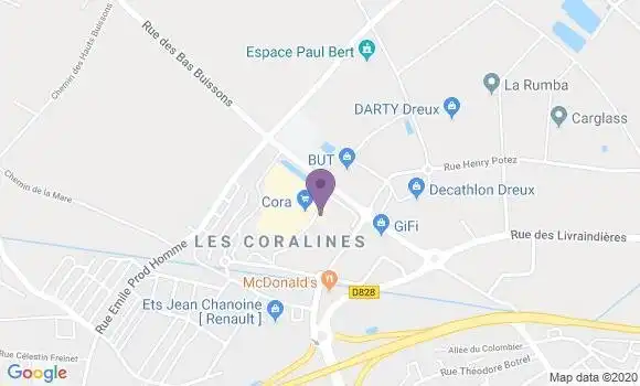 Localisation Société Générale Agence de Dreux Livraindières