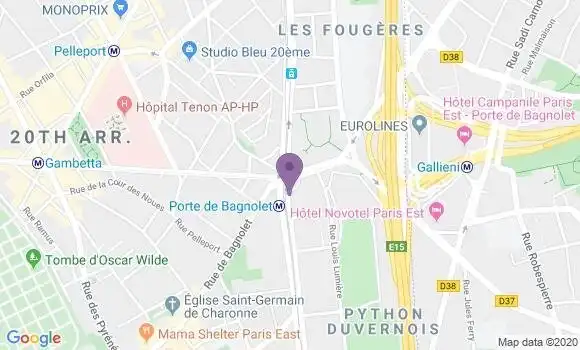 Localisation Société Générale Agence de Paris Porte de Bagnolet