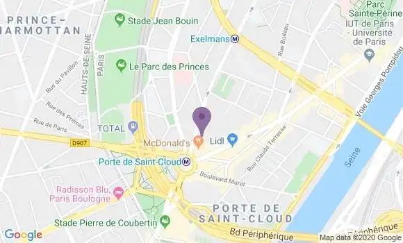 Localisation Société Générale Agence de Paris Porte de Saint Cloud