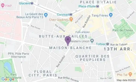 Localisation Société Générale Agence de Paris Tolbiac