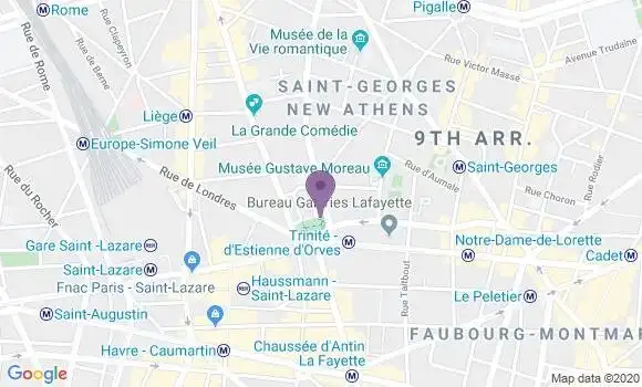 Localisation Société Générale Agence de Paris Trinité