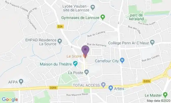 Localisation Société Générale Agence de Brest Lambezellec