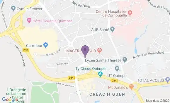 Localisation Société Générale Agence de Quimper Prat Maria