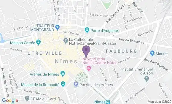 Localisation Société Générale Agence de Nîmes