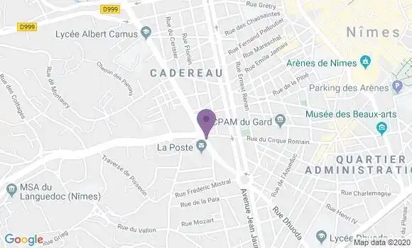 Localisation Société Générale Agence de Nîmes Cadereau