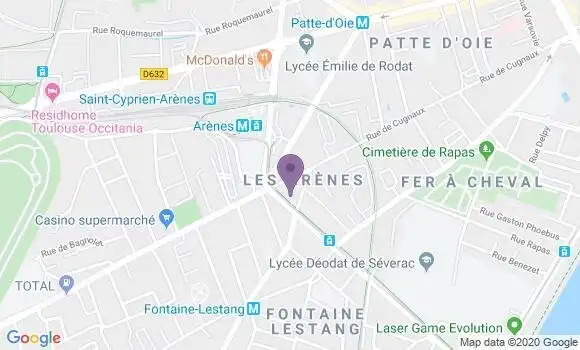 Localisation Société Générale Agence de Toulouse Arènes