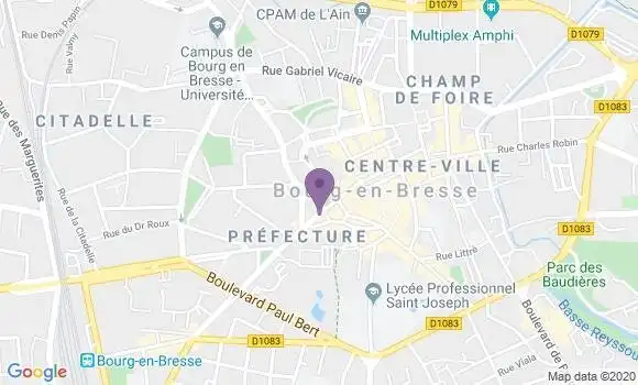 Localisation Société Générale Agence de Bourg en Bresse Lalande
