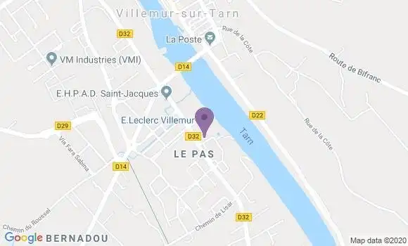Localisation Société Générale Agence de Villemur sur Tarn