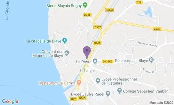 Localisation Société Générale Agence de Blaye