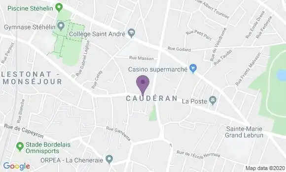 Localisation Société Générale Agence de Bordeaux Cauderan