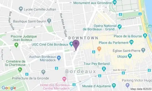 Localisation Société Générale Agence de Bordeaux Mériadeck