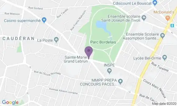 Localisation Société Générale Agence de Bordeaux Parc Bordelais