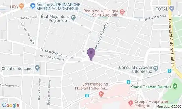 Localisation Société Générale Agence de Bordeaux Saint Augustin