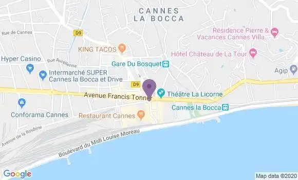 Localisation Société Générale Agence de Cannes La Bocca