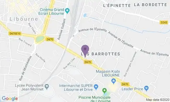 Localisation Société Générale Agence de Libourne Verdun