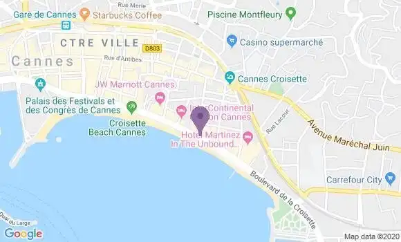 Localisation Société Générale Agence de Cannes La Croisette