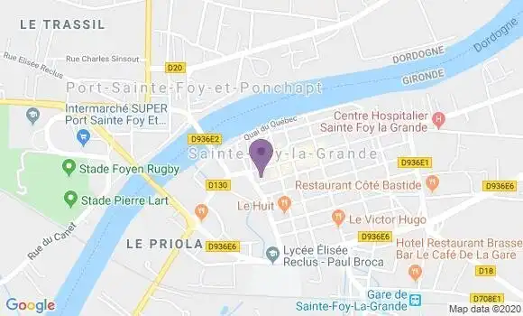 Localisation Société Générale Agence de Sainte Foy la Grande