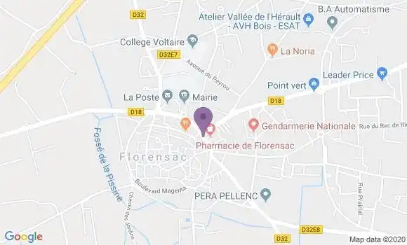 Localisation Société Générale Agence de Florensac