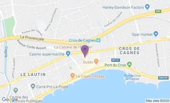 Localisation Société Générale Agence de Cros de Cagnes