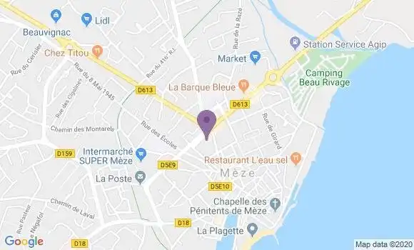 Localisation Société Générale Agence de Mèze