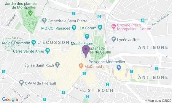 Localisation Société Générale Agence de Montpellier