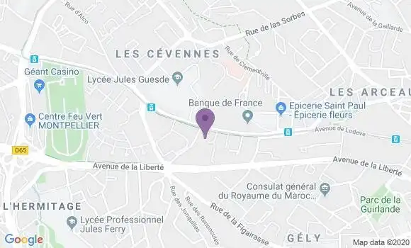 Localisation Société Générale Agence de Montpellier Chambord