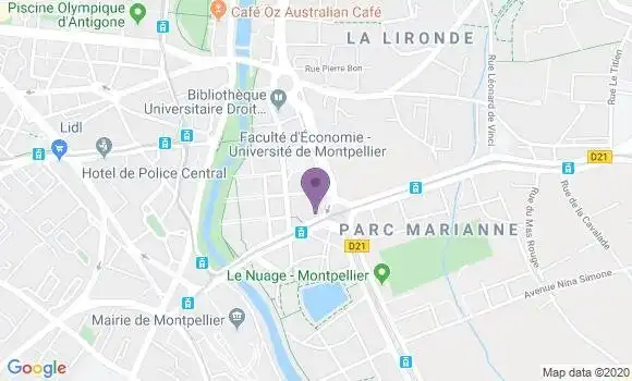 Localisation Société Générale Agence de Montpellier Granier