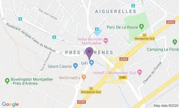 Localisation Société Générale Agence de Montpellier Prés d