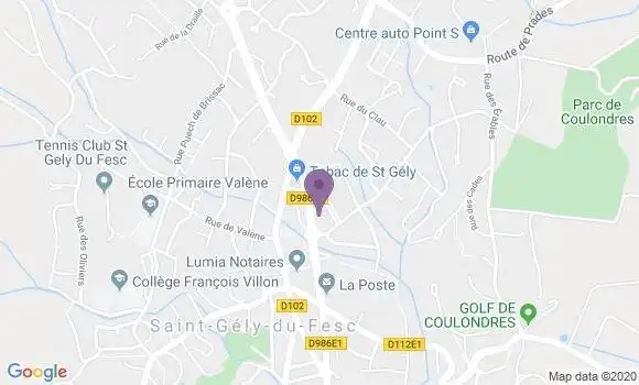 Localisation Société Générale Agence de Saint Gély du Fesc