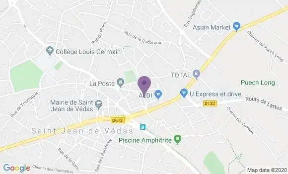 Localisation Société Générale Agence de Saint Jean de Védas
