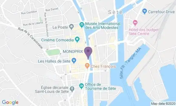 Localisation Société Générale Agence de Sète Canal Royal