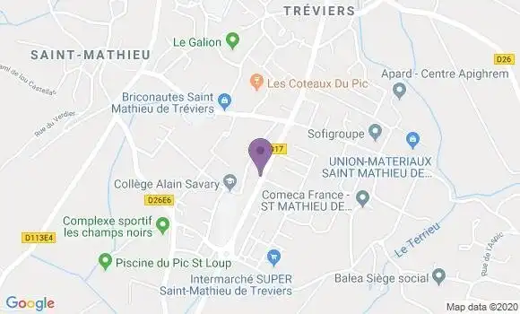 Localisation Société Générale Agence de Saint Mathieu de Tréviers