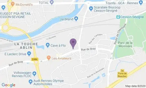 Localisation Société Générale Agence de Cesson la Monniais