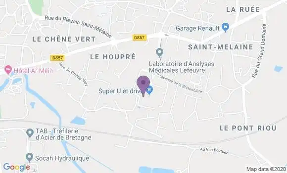Localisation Société Générale Agence de Châteaubourg