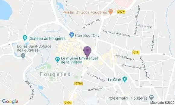 Localisation Société Générale Agence de Fougères