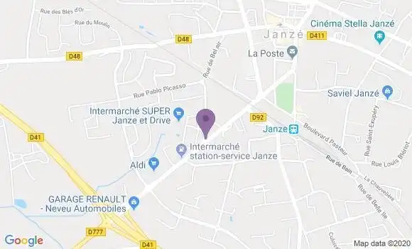 Localisation Société Générale Agence de Janzé