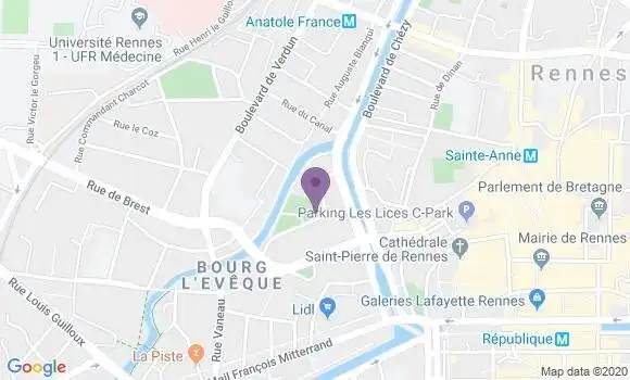 Localisation Société Générale Agence de Rennes Bourg l