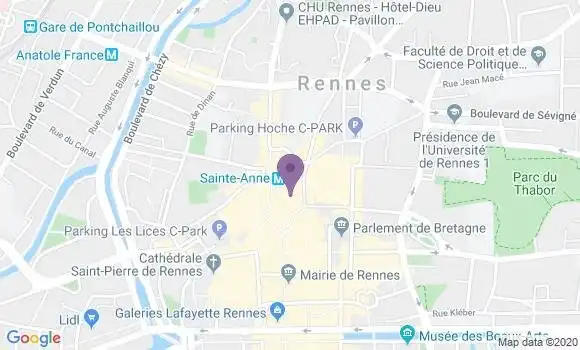 Localisation Société Générale Agence de Rennes le Bastard