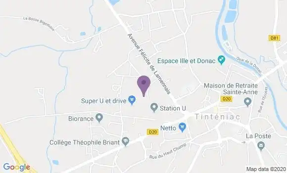 Localisation Société Générale Agence de Tinténiac