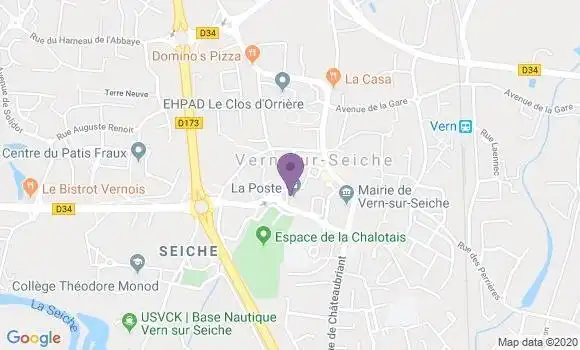 Localisation Société Générale Agence de Vern sur Seiche
