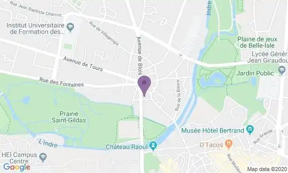 Localisation Société Générale Agence de Châteauroux Saint Christophe