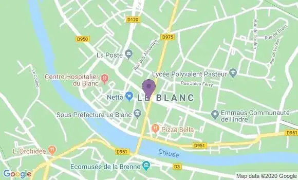Localisation Société Générale Agence de Le Blanc