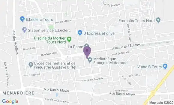 Localisation Société Générale Agence de Tours Châteaubriand