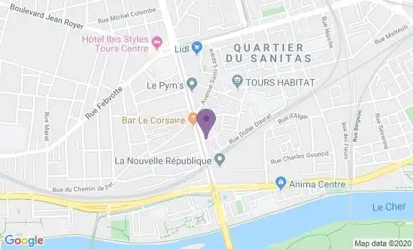Localisation Société Générale Agence de Tours Grammont